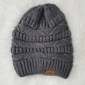 Somaler Dark Gray Chunky Tight Knit Slouch Beanie